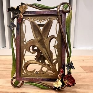 Jay Strongwater enamel blossomed iris picture frame